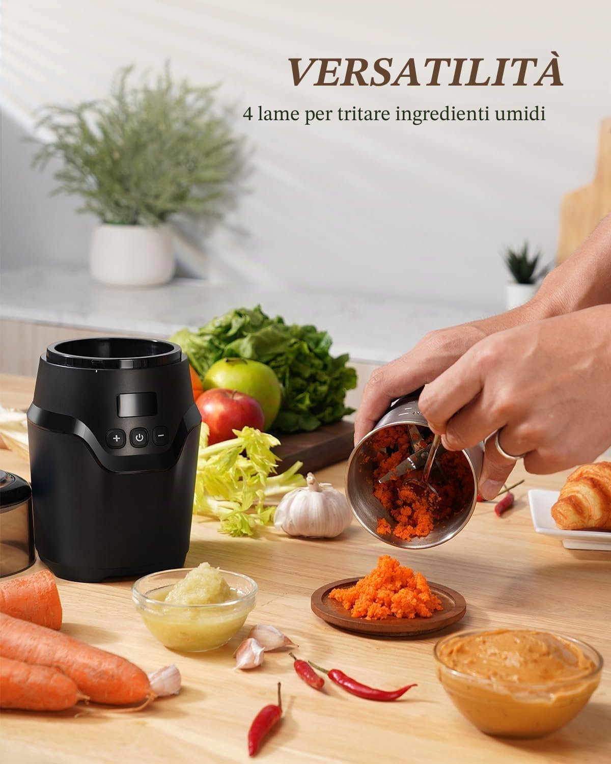 Macinacaffè elettrico con timer digitale intelligente, macinacaffè con lame a Z in acciaio inox, per macinare velocemente chicchi di caffè, noci e spezie