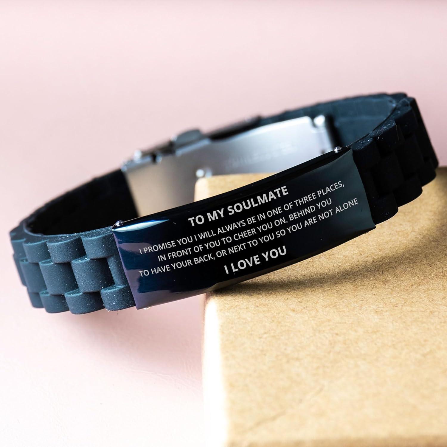 To My Soulmate Bracelet Gifts for Soulmate - I Promise You I Will Always Be in One of Three Places - Christmas, Engagement, Wedding, Valentines Day Romantic Birthday Gifts for Men Women, Adjustable