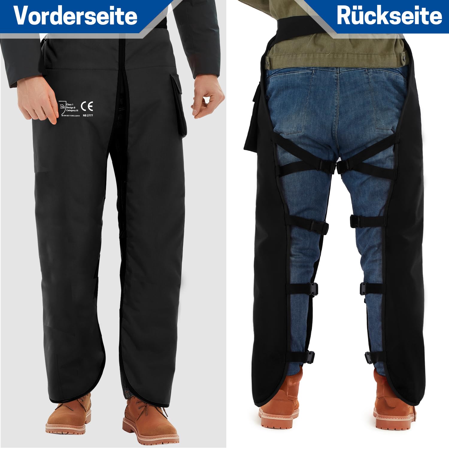 Leggings universali di sicurezza per motosega, a 8 strati, regolabili, per motosega, protezione forestale, solo protezione frontale