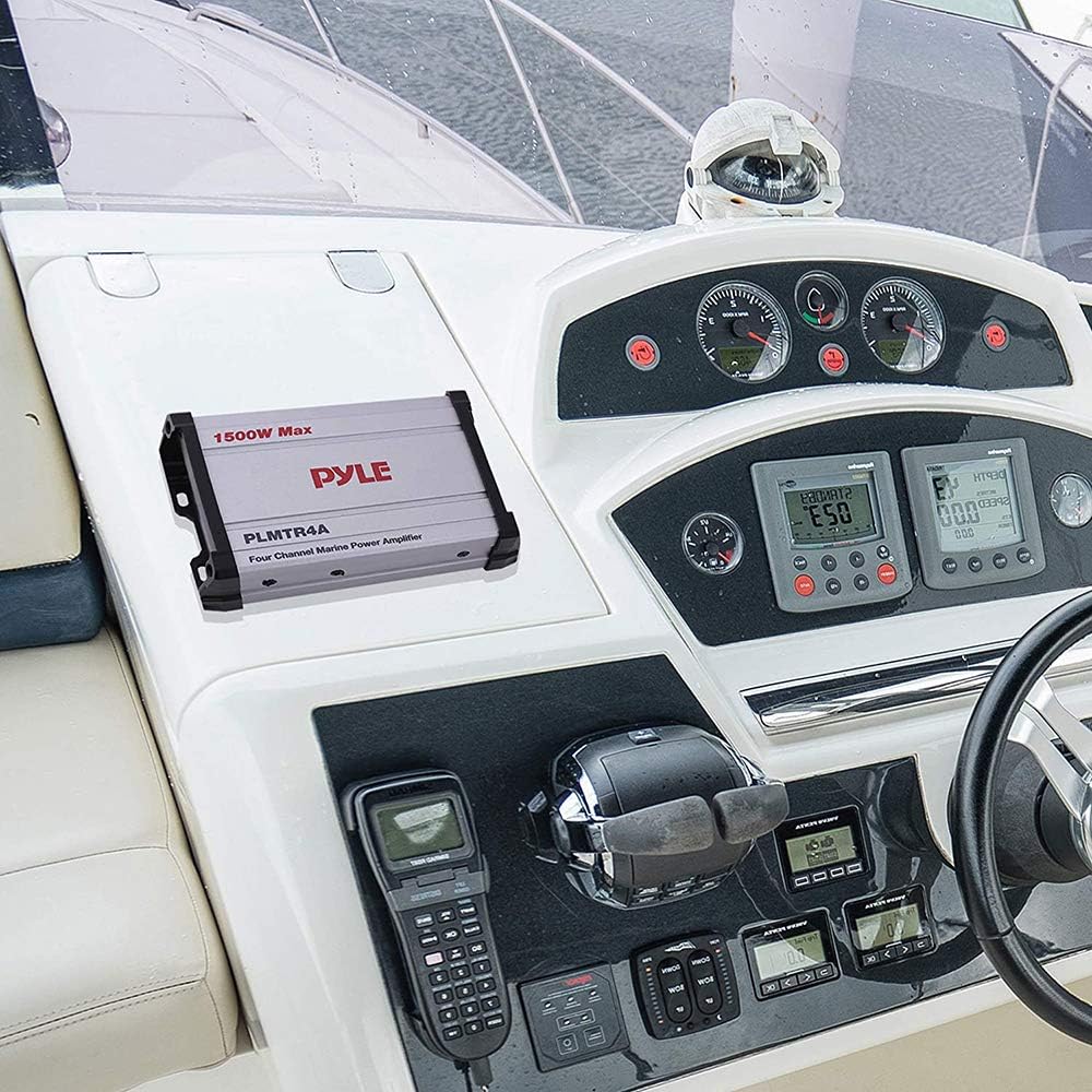 Pyle 1500W 4-Channel Marine Amplifier Receiver - Waterproof & Weatherproof Marine Grade Audio Subwoofer - for Boat & Off-Road Vehicles with Wired RCA/ AUX/ MP3 Inputs - Overload Protection - PLMTR4A - Image 5