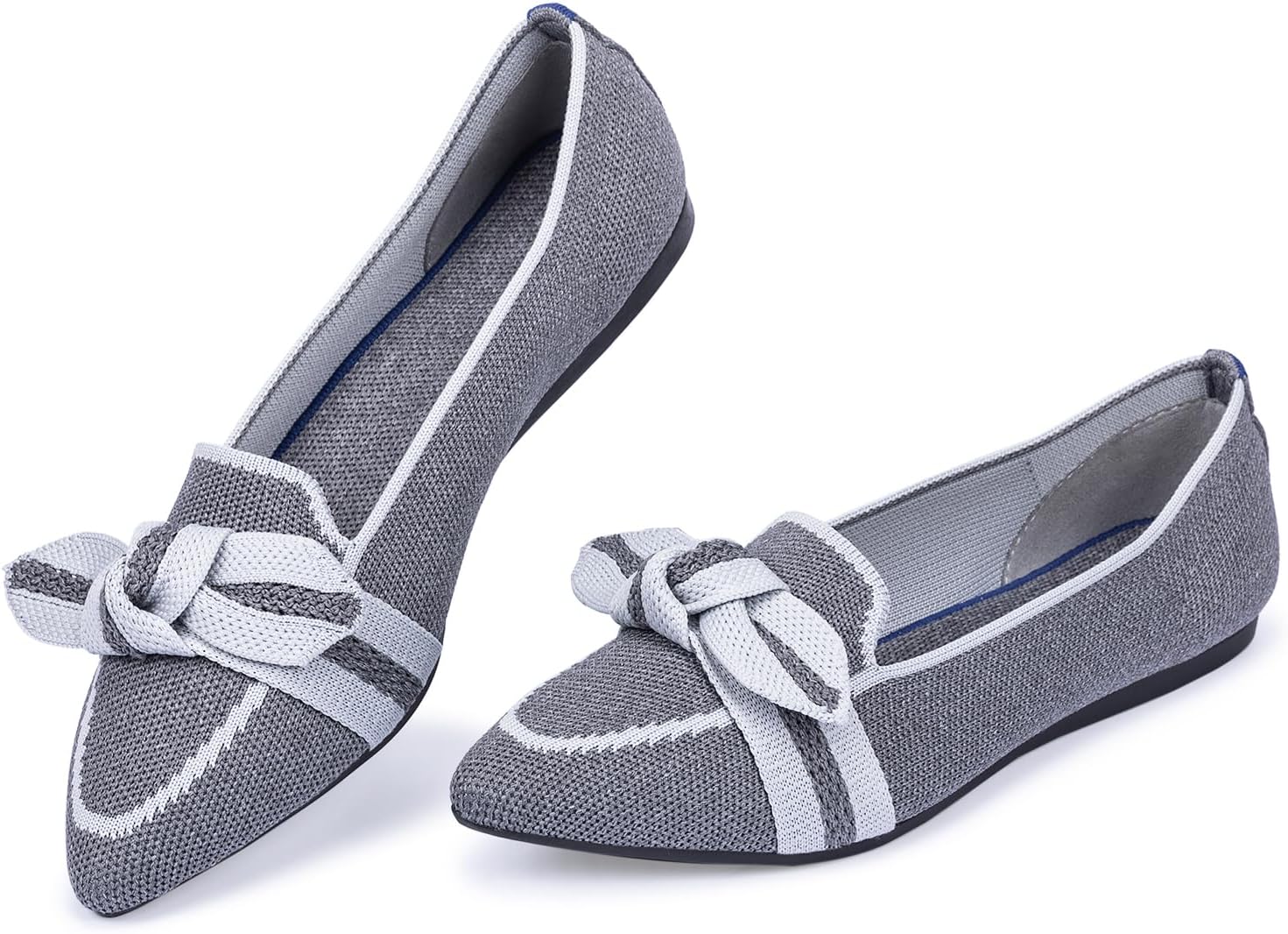 Women's Loafer Flats Casual Knit Fabric Lightweight Dressy Shoes Washable Elegant Pointed-Toe lace-up Bow Shoes Comfortable Ballet Style Shoes for Women Perfect for Travel, Dating and Daily Commute