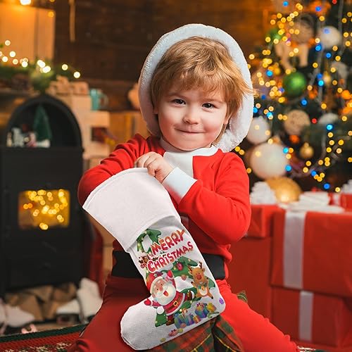 Miniatura 5 de Shappy 10 medias de arpillera de sublimación de Navidad, para colgar en la chimenea, lisas, decorativas, para manualidades, decoración de