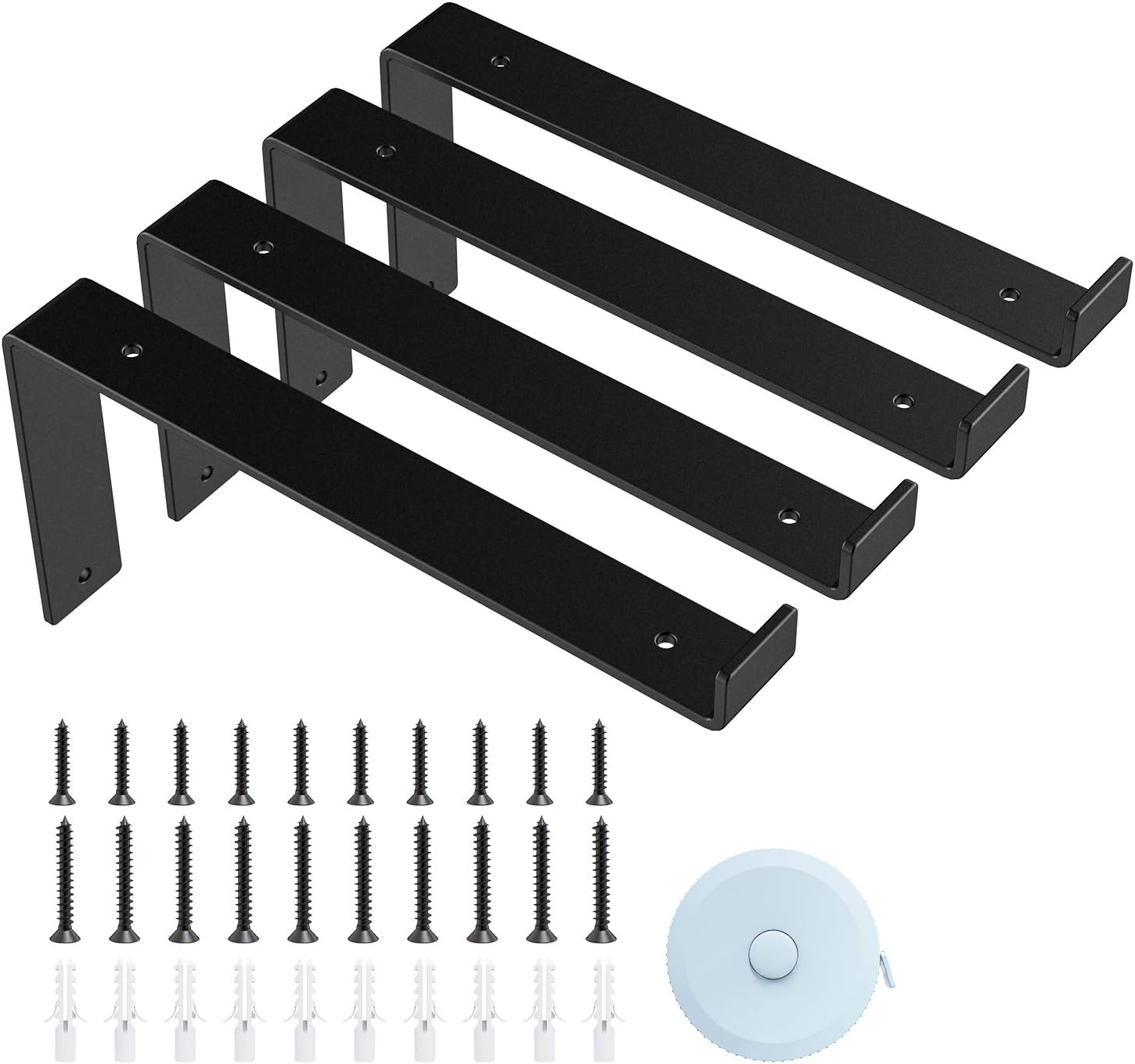 Shelf Brackets 12 Inch Heavy Duty Shelf Brackets Wall Hanging with Screws, 4 Pack Metal Shelf Bracket Decorative Corner Brackets Joint Angle Bracket for Wall Shelves DIY Shelving Kitchen