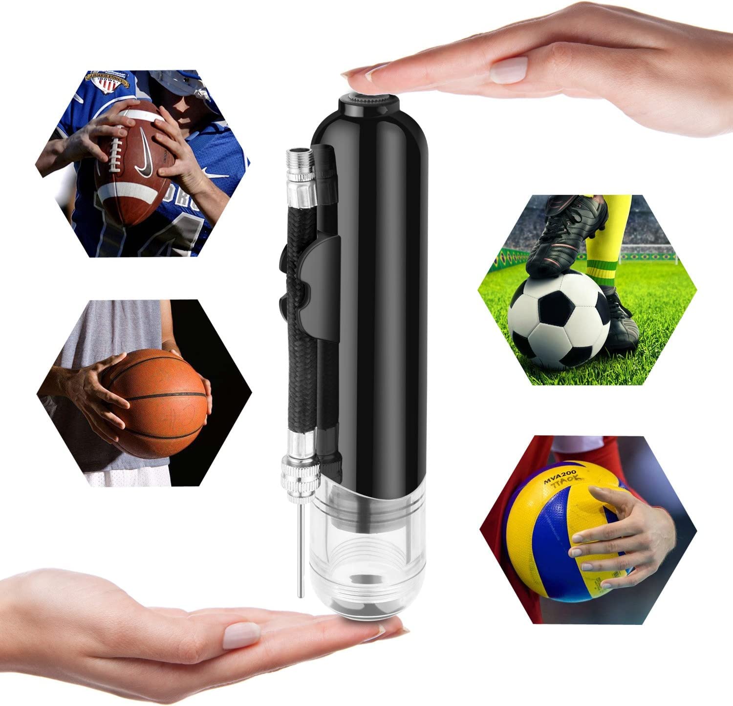 compressed air can inflating basketball valve with straw