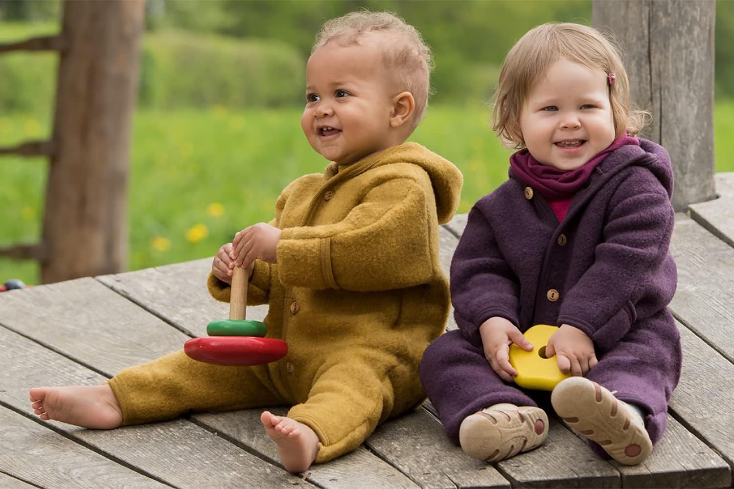 Ecoable Baby Fleece Bunting: Thermal Footed Coverall Romper with Hood for Toddlers, Organic Merino Wool - Image 4