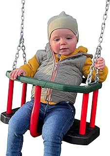 Heavy Duty Rubber Commercial Baby Swing Seat with Chains for Play Park Climbing Frame sets, 1.8m Chain Metal Insert plate.