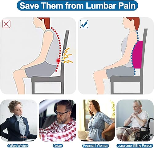 Vista 24 de Cojín lumbar de espuma viscoelástica LoveHome con funda de malla 3D, con diseño de firmeza equilibrada para reducir el dolor de espalda, ideal