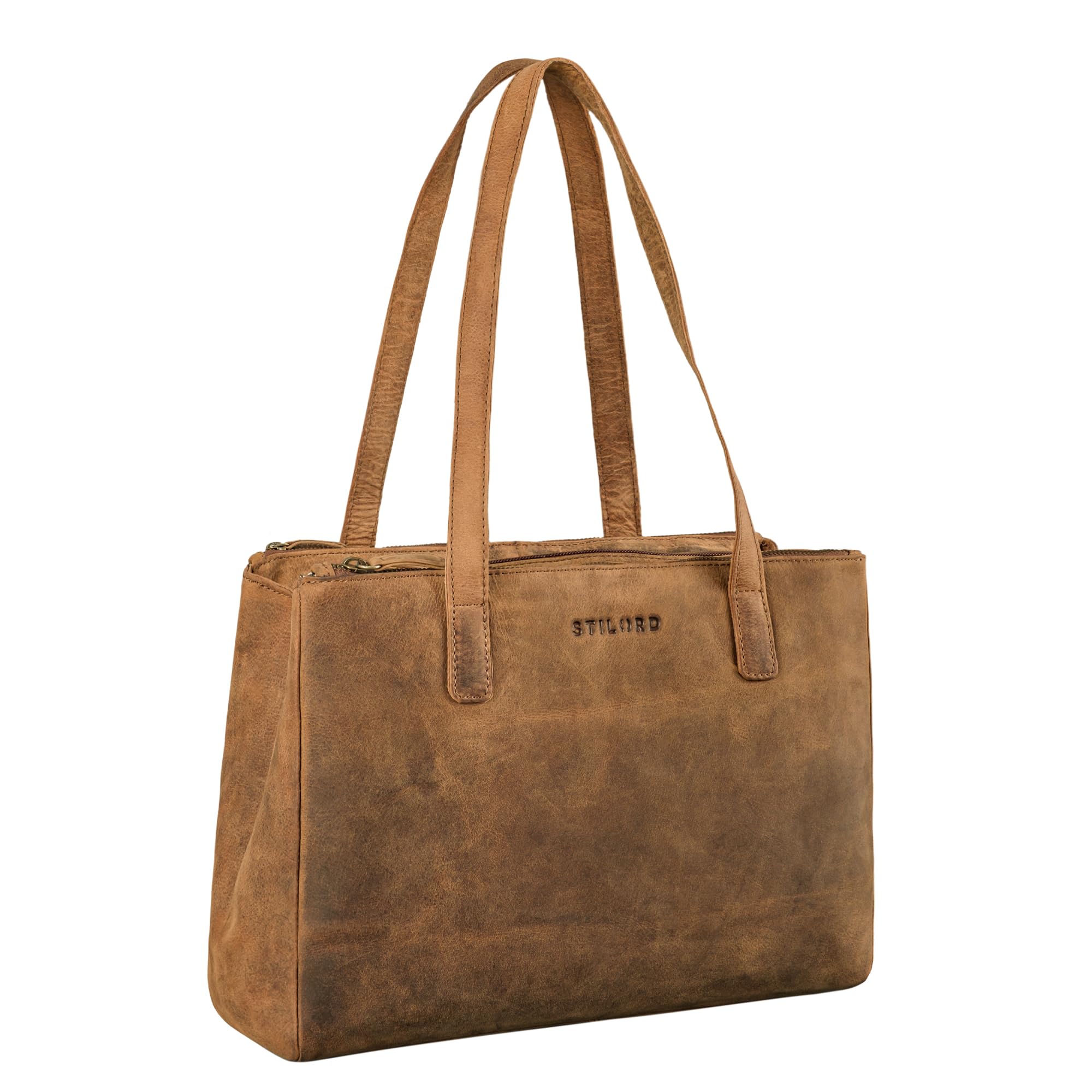 STILORD Blossom Bolso Shopper Piel Mujer Vintage Bolso de Mano Bolso Bandolera Elegante Tote Bag Bolso de Hombro clásico para de Cuero Genuino Color:Torino - marrón