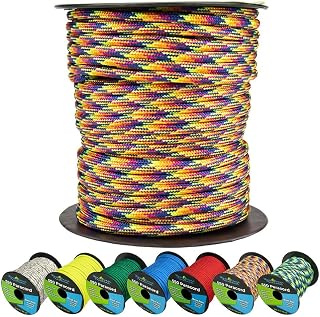 West Coast Paracord 550lb Paracord Spools – 7 Strand Type III Tactical Parachute Cord for Hiking, Camping, and Fishing – Kaleidoscope (100 ft)