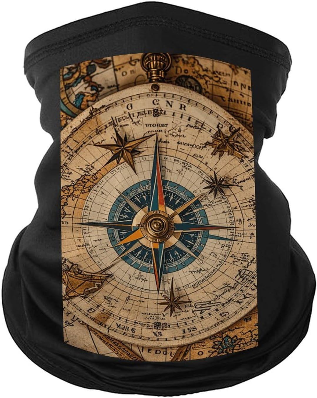 Compass and Old World Map Neck Gaiter Face Mask UV Protection for Men Women, Breathable Quick Dry Face Cover Bandana Outdoor Sports Balaclava Wind-Proof for Hiking Skiing Motorcycle Cycling