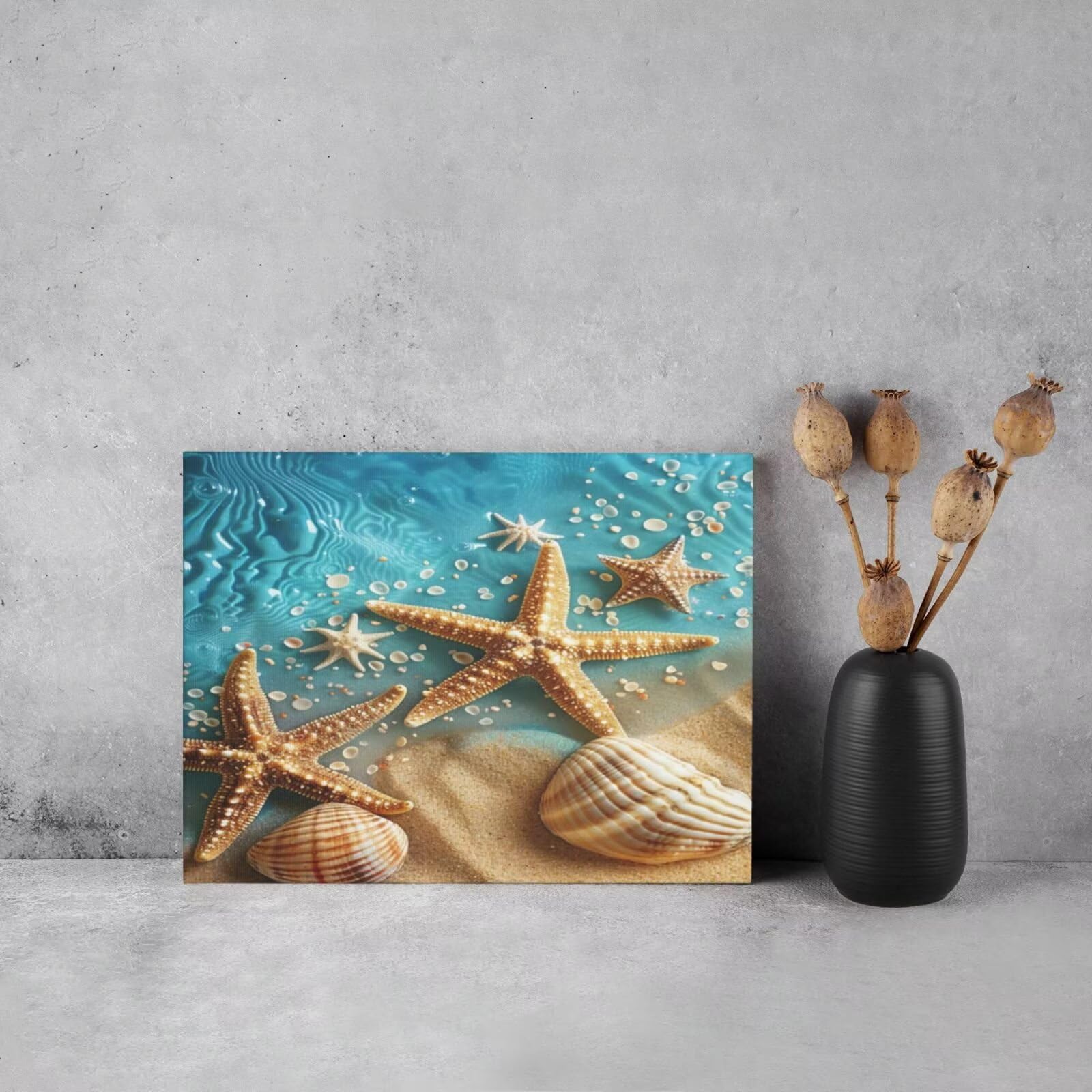 Kit per pittura con numeri per adulti, spiaggia, stella marina, pittura con numeri per principianti, pittura acrilica con 6 pennelli, pittura ad olio per decorazione da parete (100 x 75 cm, senza
