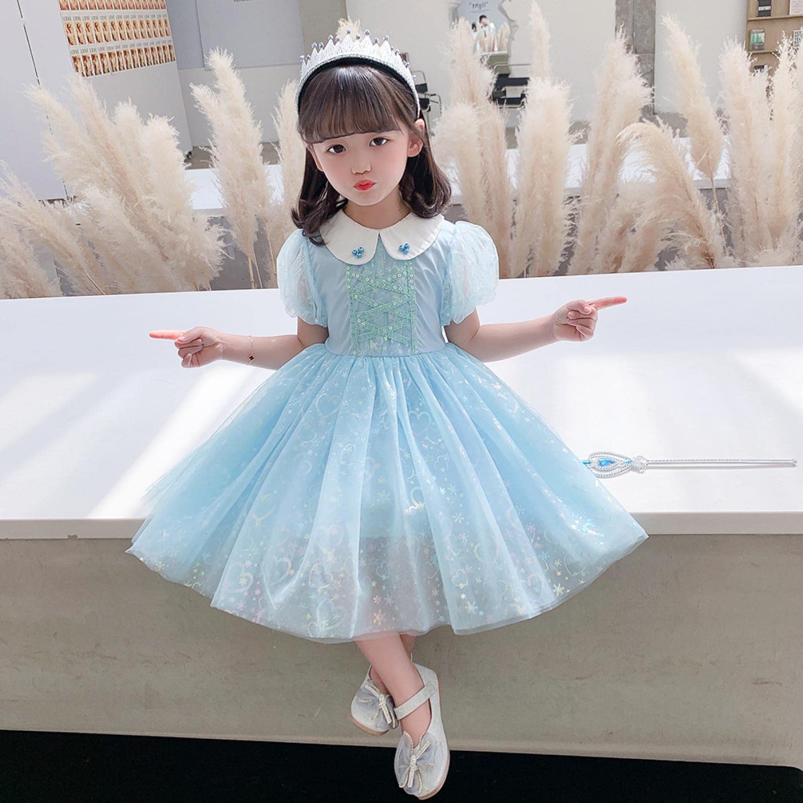 princess aisha dress Princess Aisha dress Summer Girl's frozen children's Aisha dress summer short-sleeved girl's gauze skirt