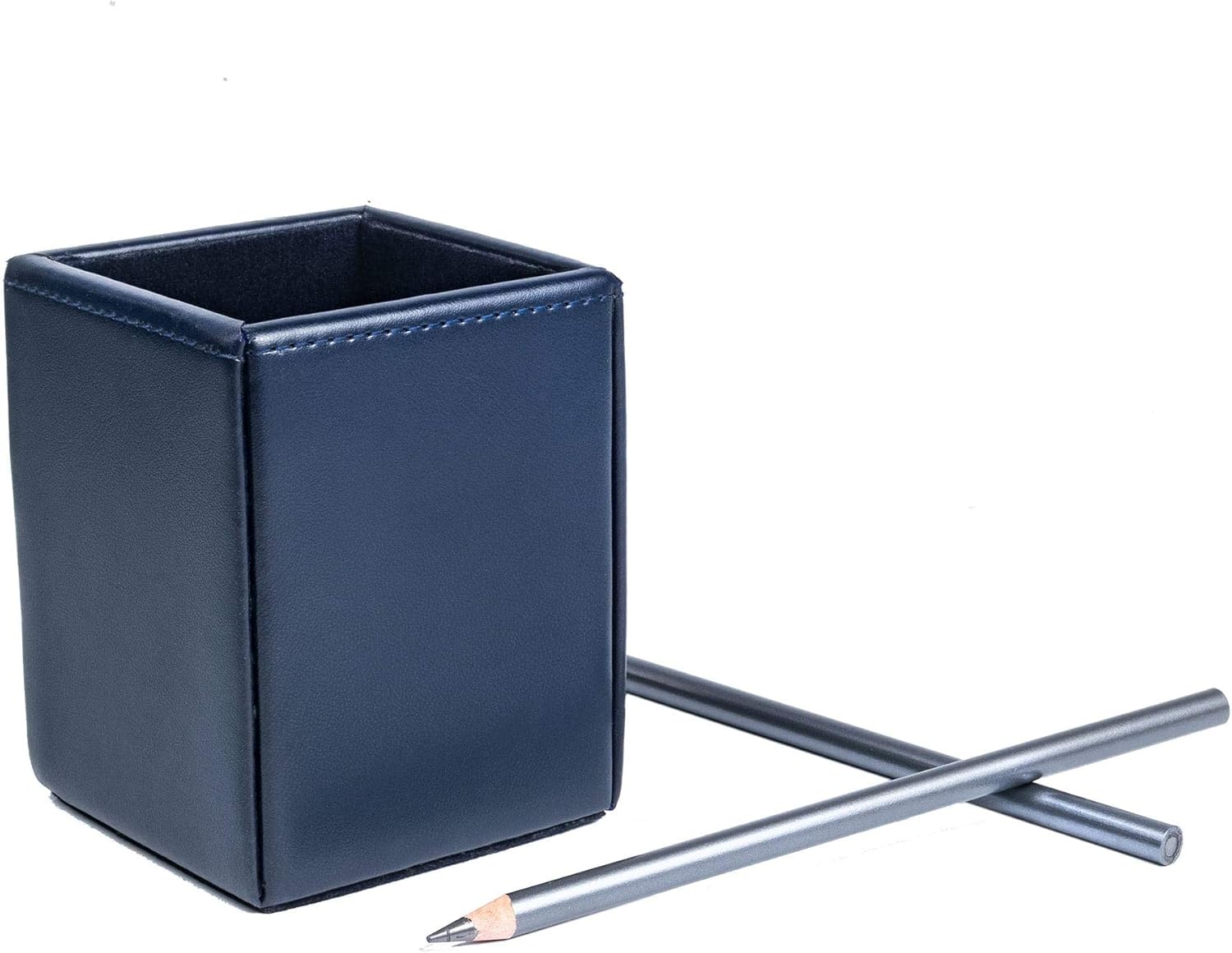 Navy Blue Bonded Leather Pencil Cup