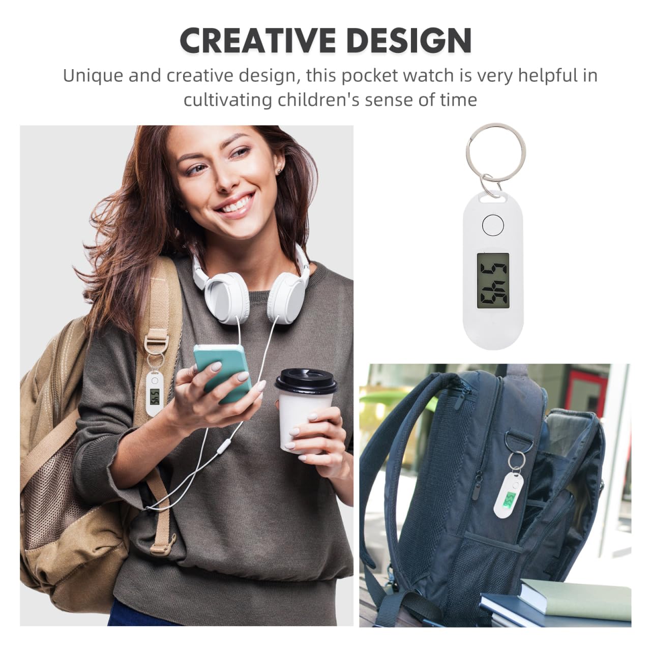 iplusmile Reloj de bolsillo electrónico multifuncional con llavero, reloj digital con clip para niños y estudiantes