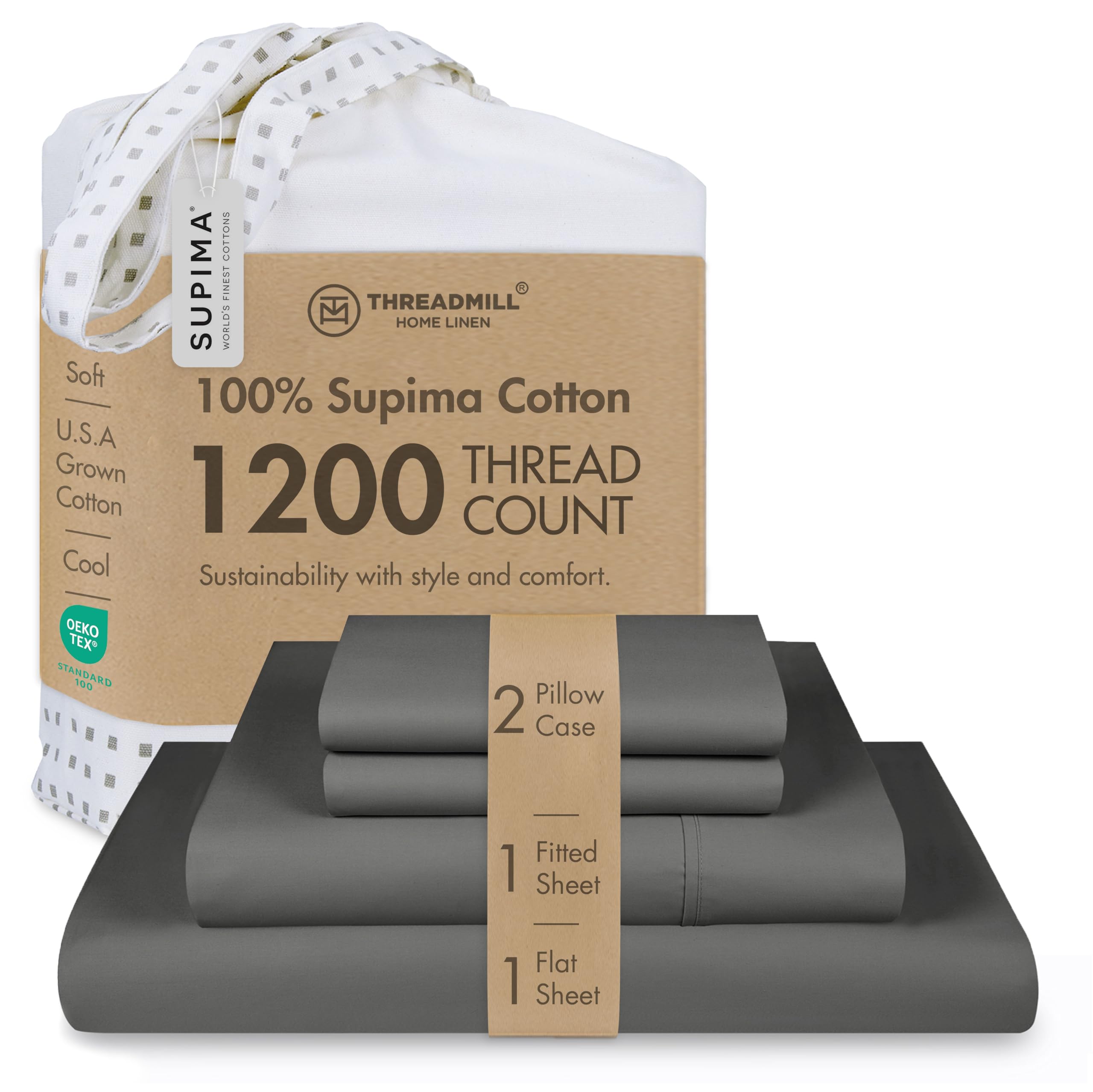 Amazon.com: Threadmill 100% Supima Cotton Sheets, Luxury 1200