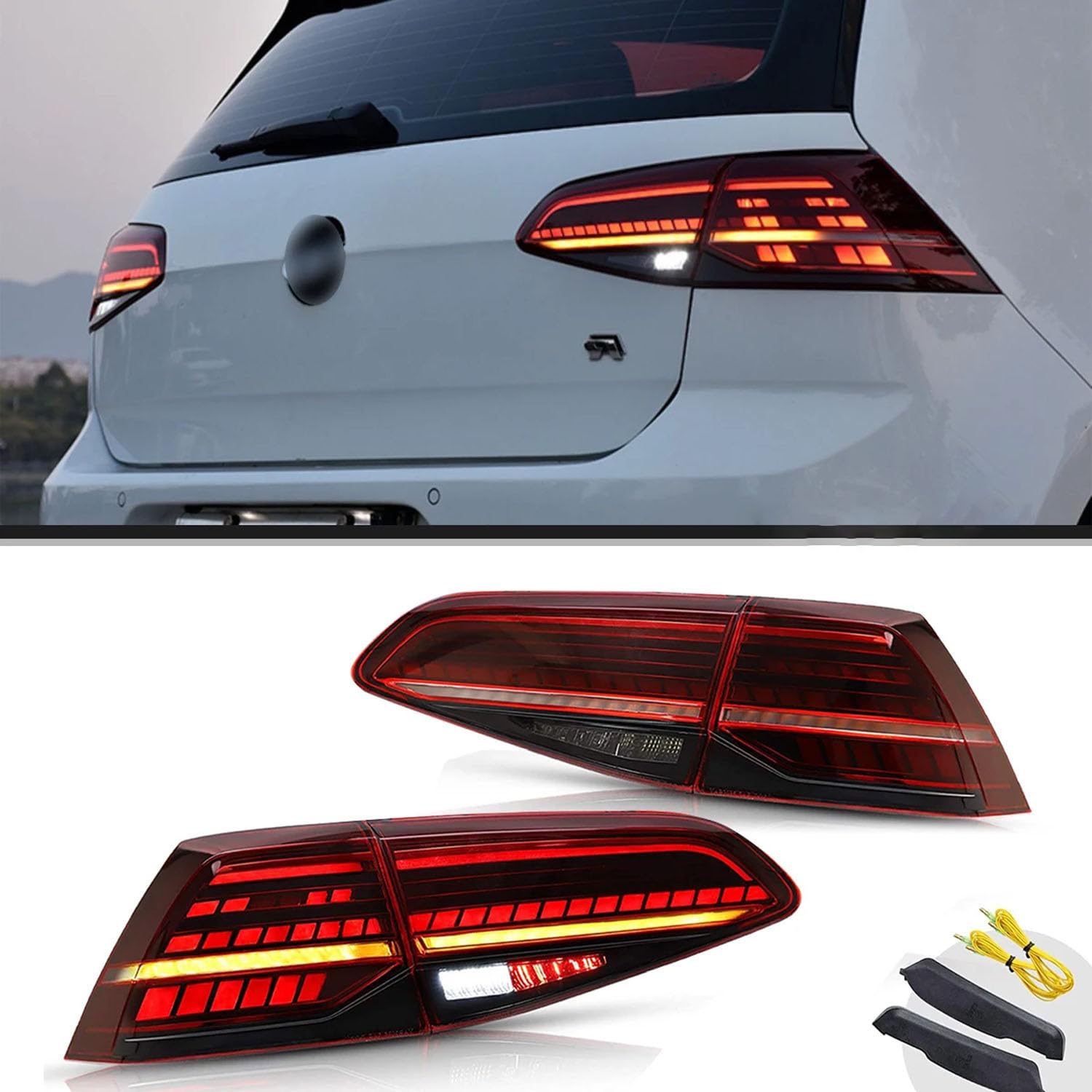 Fanale Posteriore Rosso per VW Golf MK7 Golf 7 5 TSI TDI 2013-2019, Fanale Posteriore Freno Luci Stop Lampada Parcheggio, Impermeabile e Antiurto