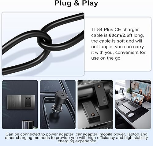 Miniatura 8 de Cargador TI-84 Plus CE compatible con calculadoras Texas Instruments TI 89 Titanium, TI Nspire CX II CAS, TI84 Plus CE Color C Silver Calculadoras,