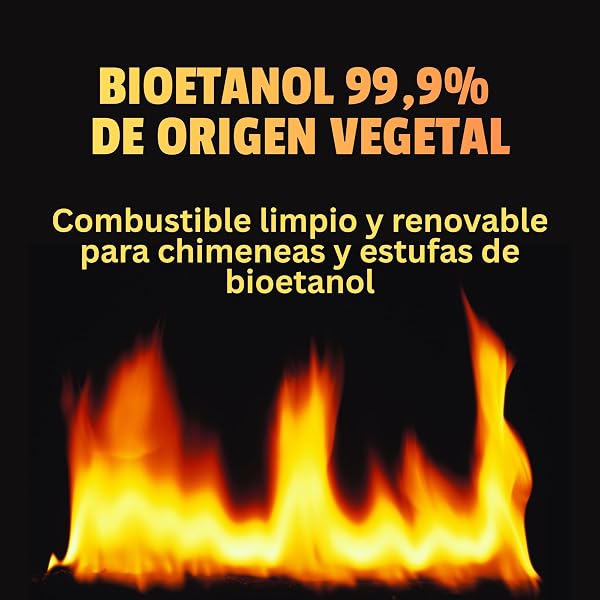 Bioetanol 99,9% Origen Vegetal | Combustible Limpio para Chimeneas de Bioetanol | Sin Humo ni Olor | Alta Pureza | Ecológico y Renovable | Apto para Quemadores y Estufas de Bioetanol (1 Litro) - 2