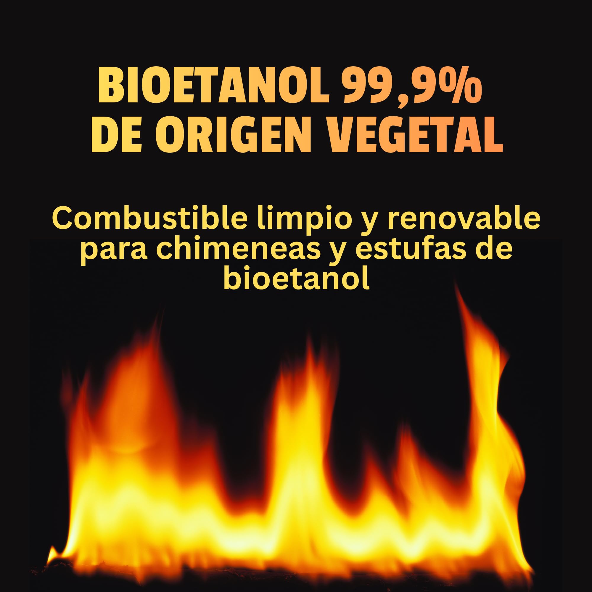 Bioetanol 99,9% Origen Vegetal | Sin Cánula | Combustible Limpio para Chimeneas de Bioetanol | Sin Humo ni Olor | Ecológico y Renovable | Apto para Quemadores y Estufas de Bioetanol (5 litros)
