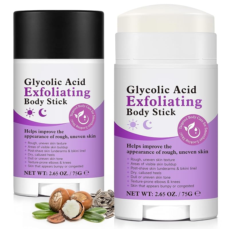 Bastão esfoliante corporal timlasa com ácido glicólico, 7% AHA, 0,5% BHA e manteiga de karité, 75 g