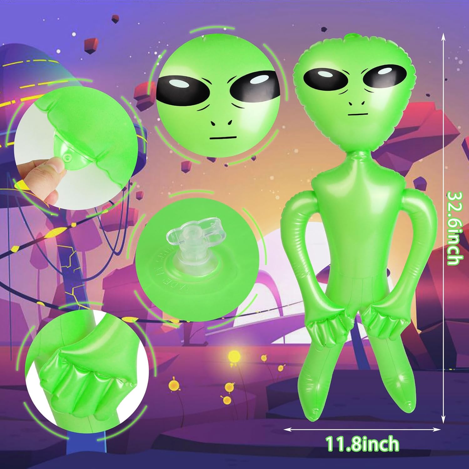 KIMOBER 3PCS Inflatable Alien,Colorful 35 Inch PVC Blow Up Martian Aliens Prop for Party Decorations Birthday Alien Theme Party Halloween Easter Christmas
