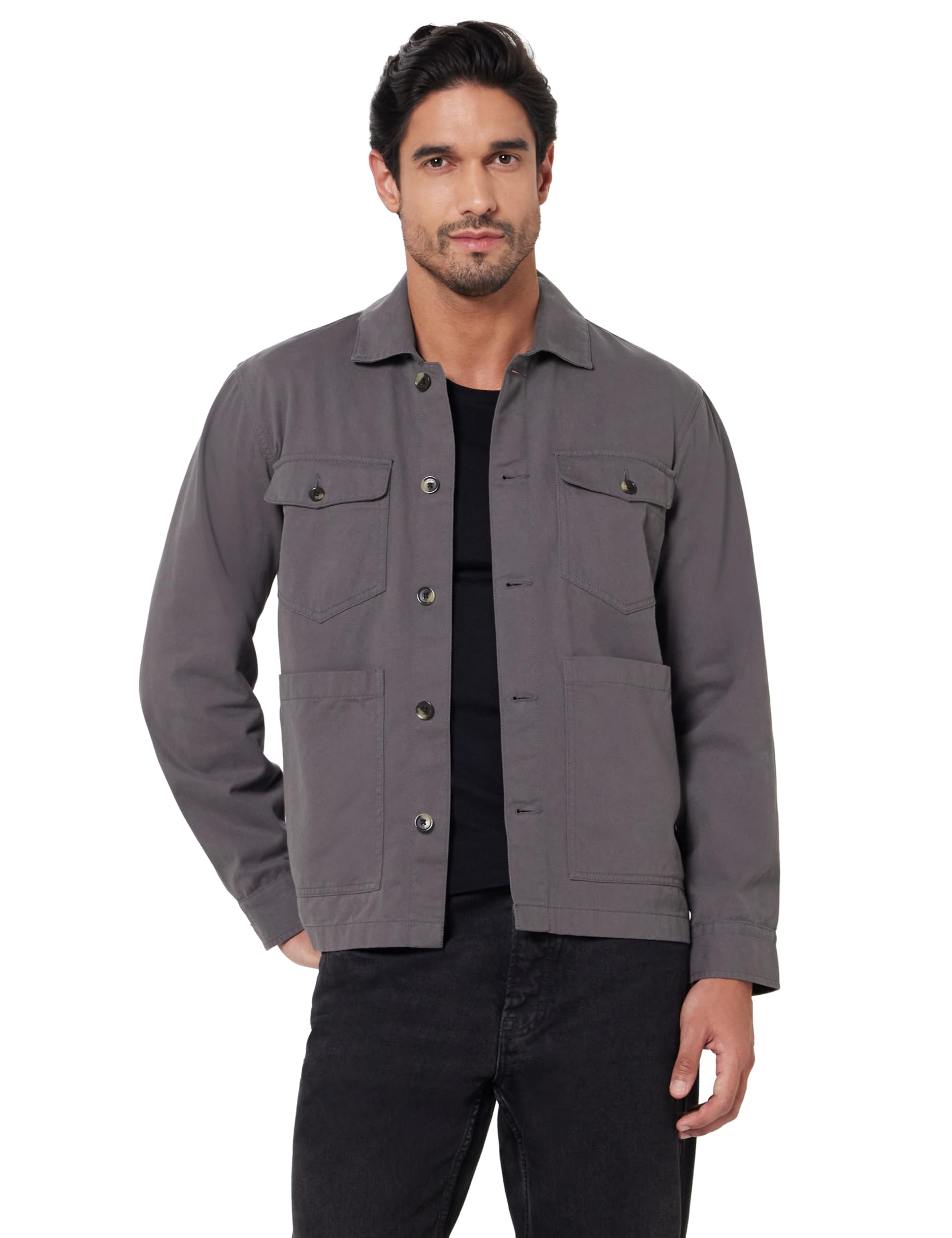 amazon brand - symbol Men's 100% Cotton Twill Casual Shacket/Jacket | Non Quilted | Non Lined | Mid-weight | Available in Plus Sizes-picture-12