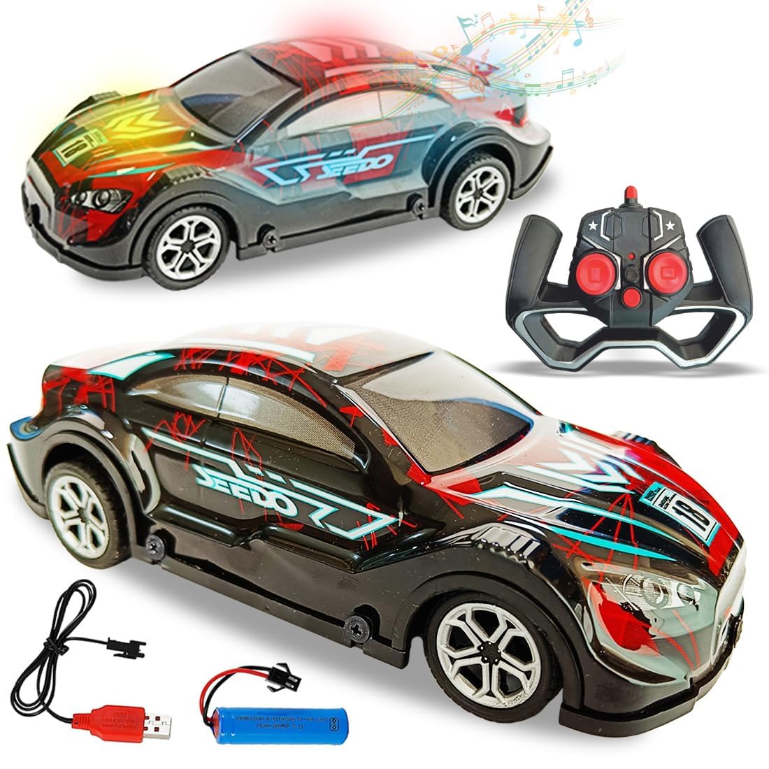 Wembley Dazzling Remote Control Car for Kids RC Car USB Rechargeable Sports Car with LED Light & Music 4 Function Remote Car Toys for Boys - Red (B0CHM7WYSF) Amazon Price History, Amazon Price Tracker