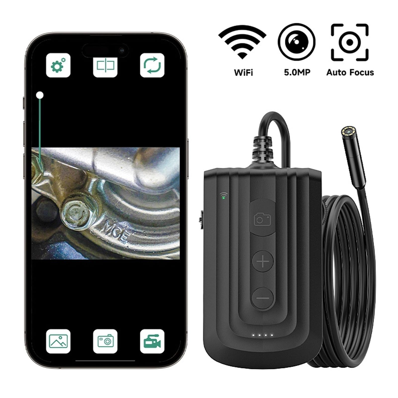 Endoskop, Bezprzewodowy endoskop Auto 8mm kamera 1920P HD inspekcyjna IP67 WiFi boroskop
