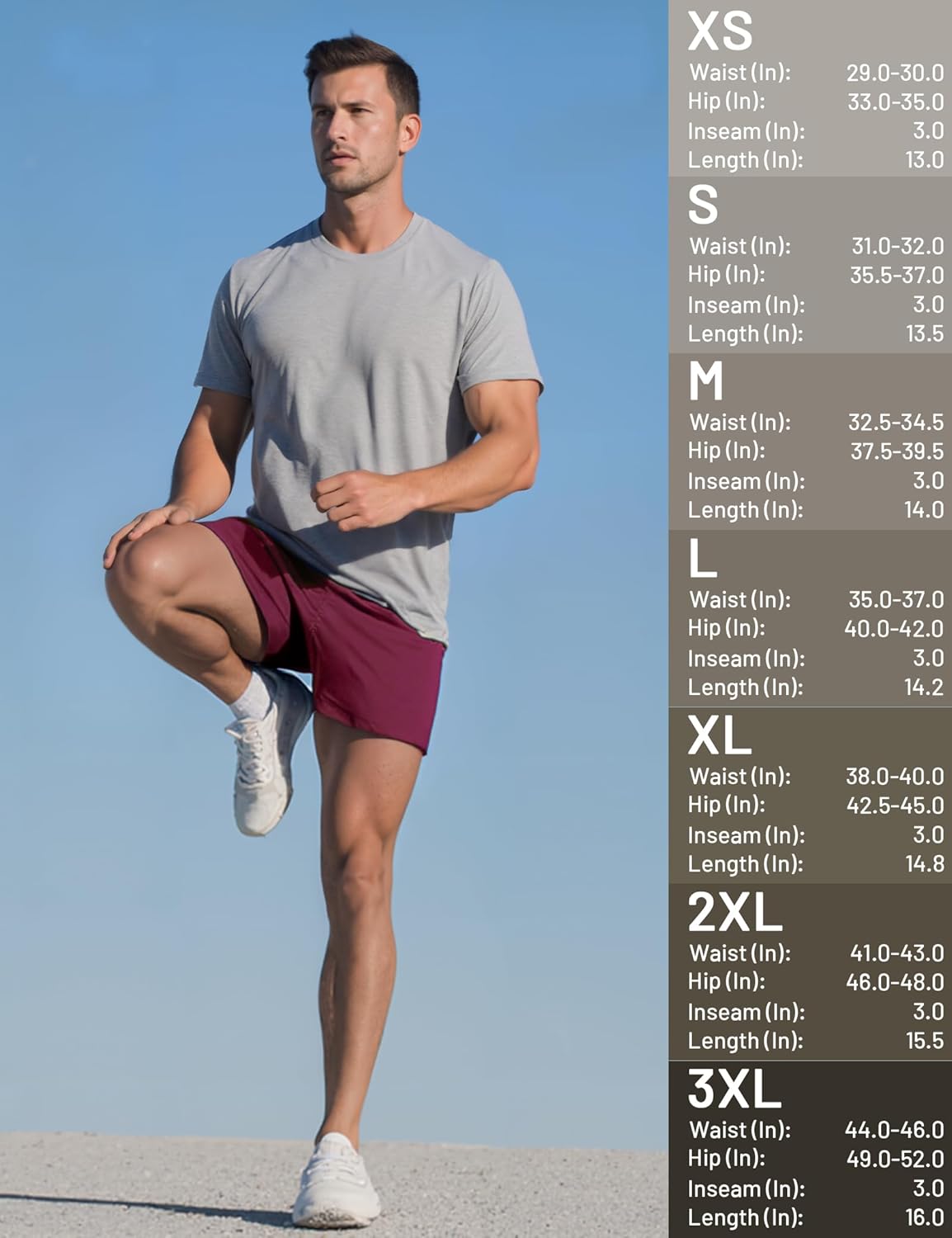 MIER Men's 3 Inch Athletic Running Shorts with Brief Liner Quick Dry Gym Active Workout Lined Shorts with Zipper Pocket - Image 6