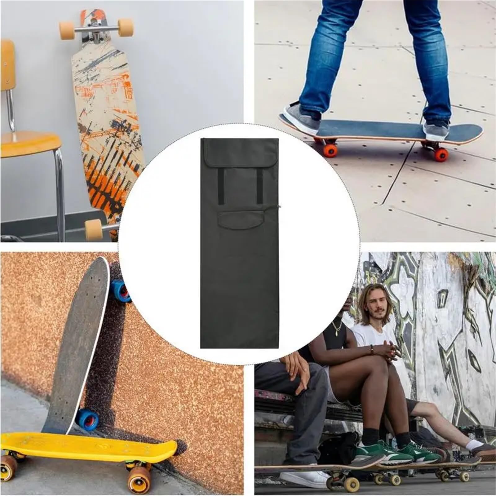 Sac de Skateboard Sac à Dos Skater Oxford 600D Grande capacité avec bandoulière réglable