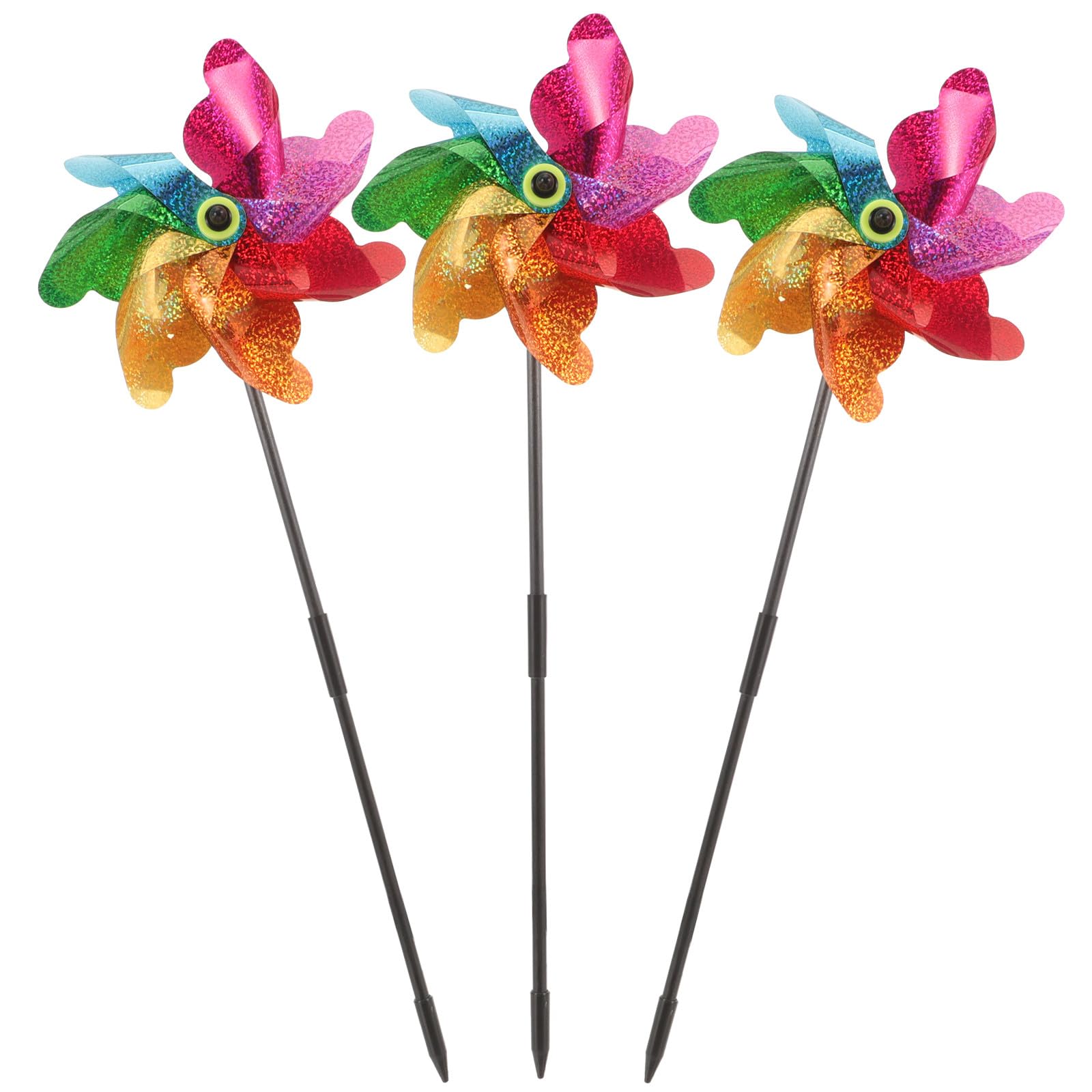 3Pcs Octagonal Plastic Garden Windmills