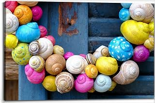 Door wreath made hand painted snail shells Canvas Wall Art Decor Framed Photo Prints Picture Poster For Bathroom Bedroom Kitchen Living Room Office Artwork Paintings 20x30