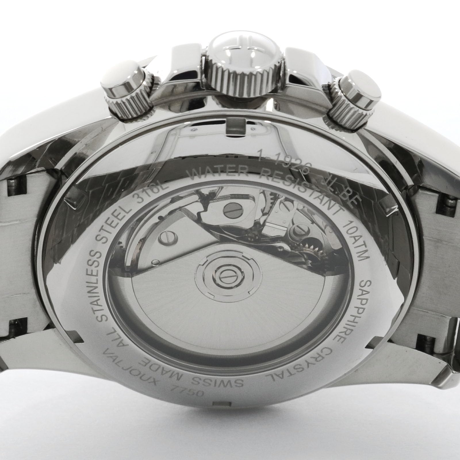 JACQUES LEMANS 1-1926 zegarek męski Liverpool z metalowym paskiem ze stali nierdzewnej ETA Valjoux 7750 automatyczny chronograf szkło szafirowe DayDate