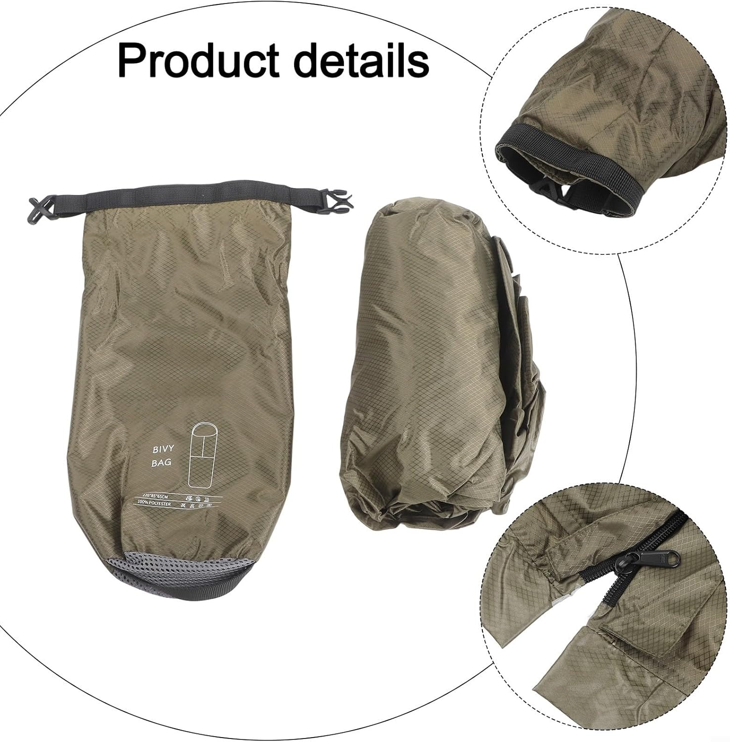 Ultralight Breathable Bivy Sack 70D Ripstop Nylon Sleeping Bag with Heat Reflective Coating and Waterproof Protection for Camping Hiking Outdoor Survival, Red(Green)