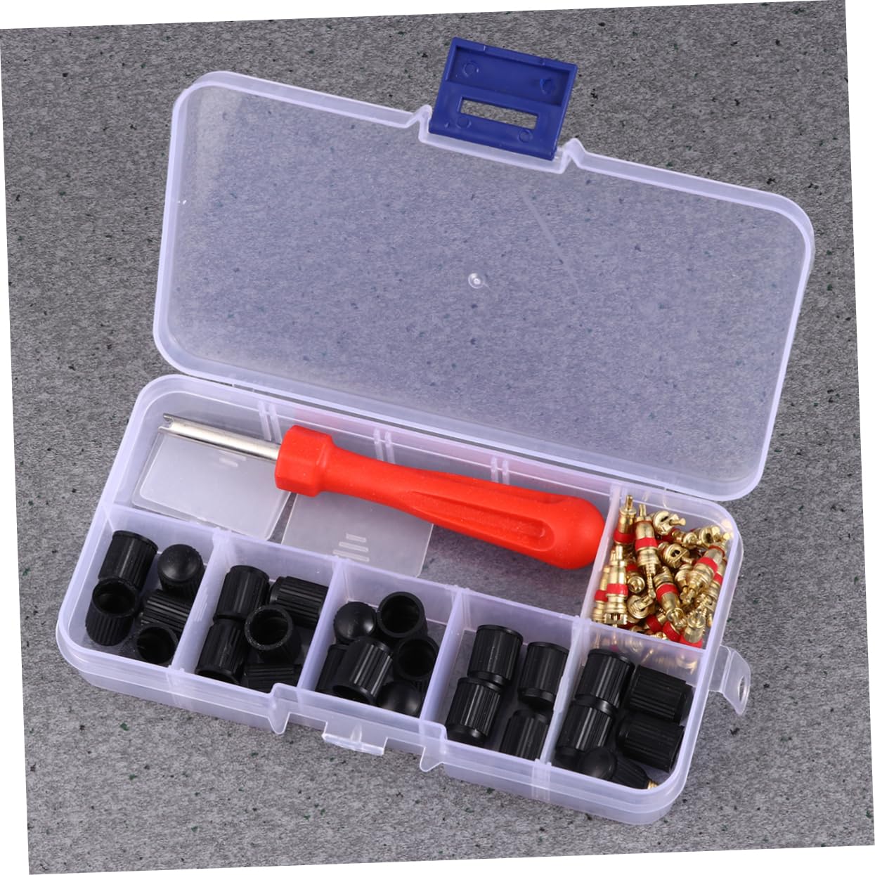 Kichvoe 61Pcs Tire Valve Core Removal Tool Set Durable Auto Repair Wrench for Easy Tire Dismantling and Installation Essential for Motorbike Bicycle and Maintenance