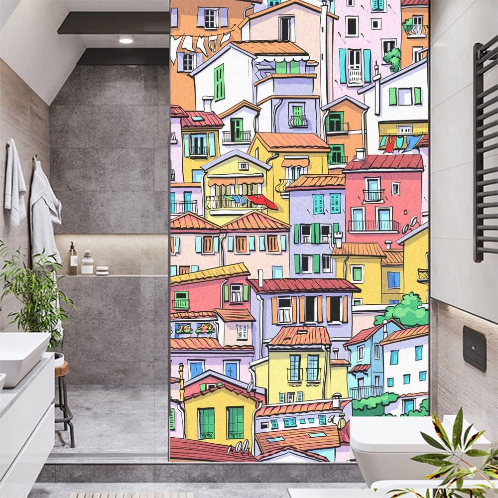 Privacy Window Film House Painting Decorative Film Static Cling Window Coverings Heat Control Glass Sticker for Home Office W19.7 x H78.74(50x200cm)