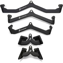 POWERPULL Cable Machine Attachment Set, Multi Grip Lat Pulldown Bar Handles for Home Gym, Back Workout Equipment for Rows, Pulldowns, Strength Training, Durable Steel Construction