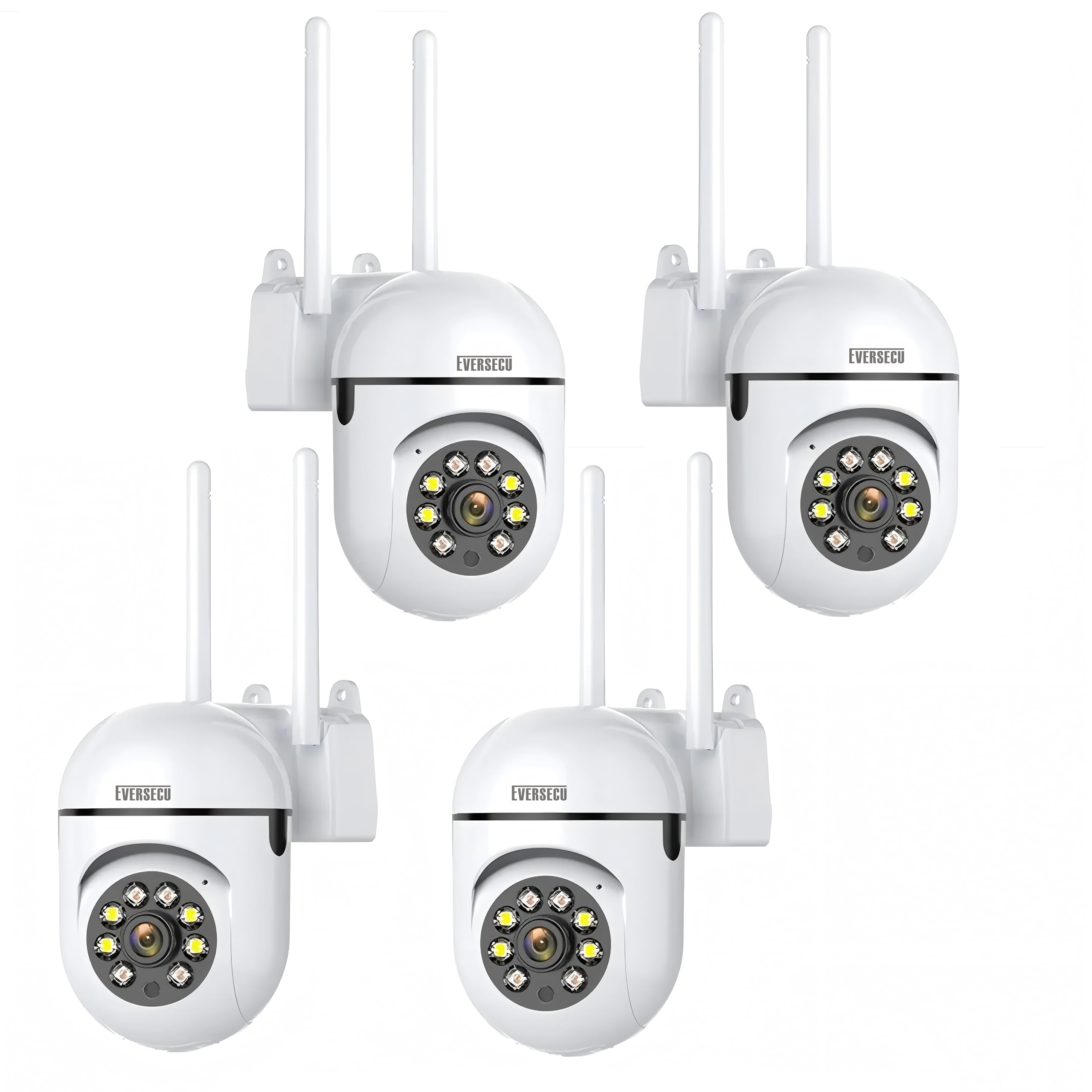 EVERSECU 1080P Outdoor WiFi PTZ Security Camera, 5G WiFi, Auto Tracking, 2 Way Audio, Spotlight Night Vision, Compatible with Alexa, SD Card & Cloud Storage, Support ONVIF&RTSP IP CCTV Camera(4pack)
