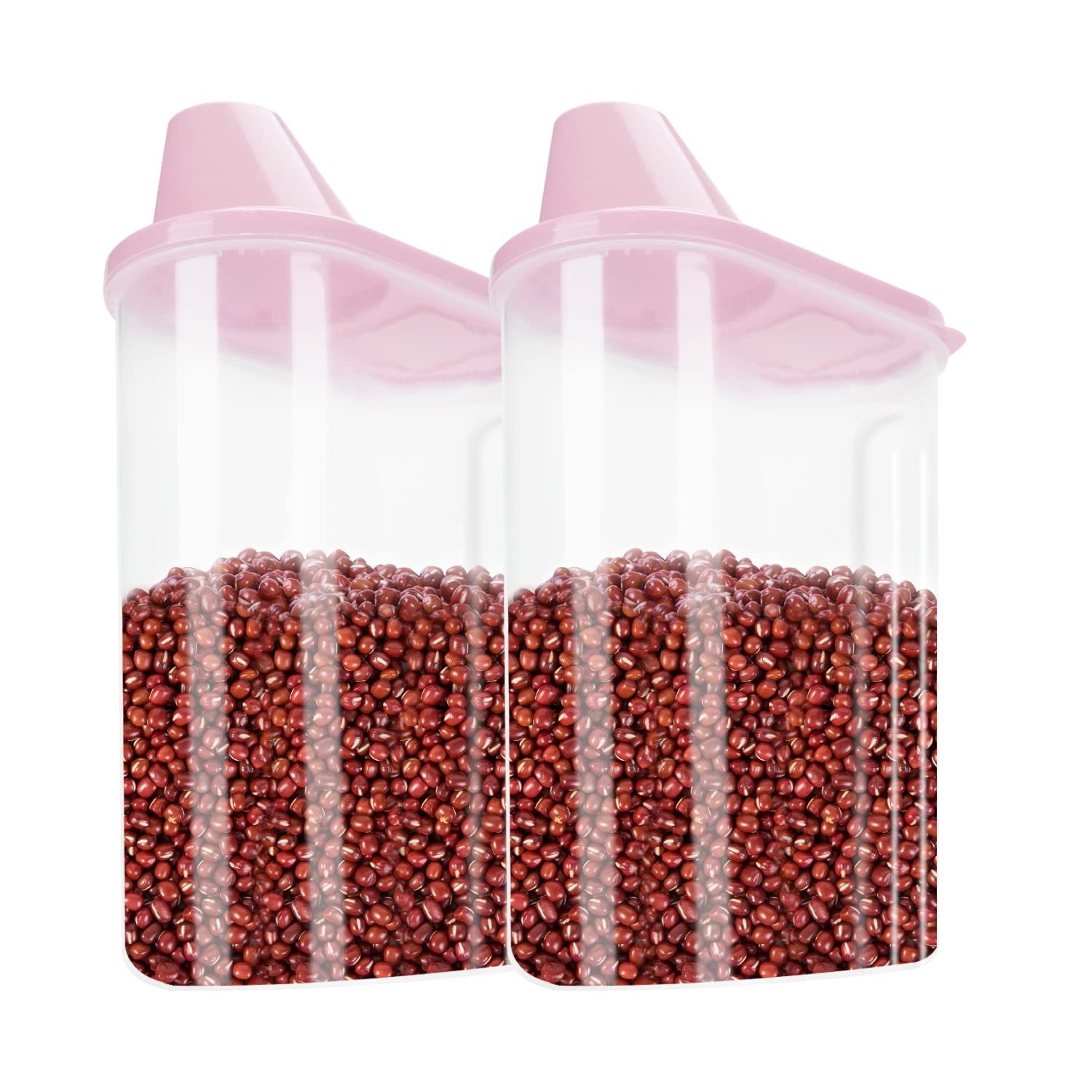 Dog Food Container, Airtight Cat Pet Food Storage Container with Measuring Cup, Dry Food Dispenser for Dog Cat Bird Fish, 2 Pack (pink)