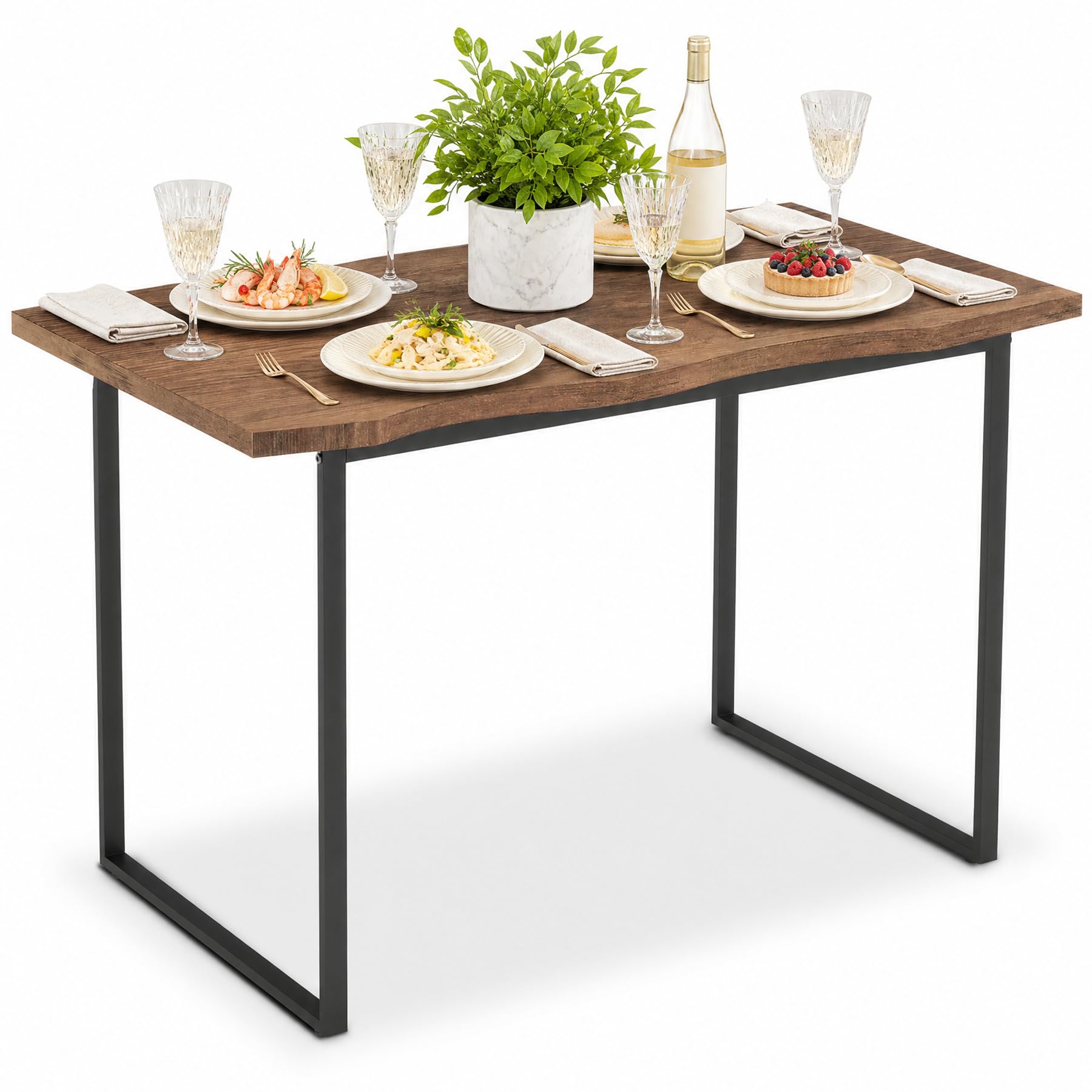 ARTETHYS Dining Table, 120cm Small Kitchen Tables with Wavy Edge