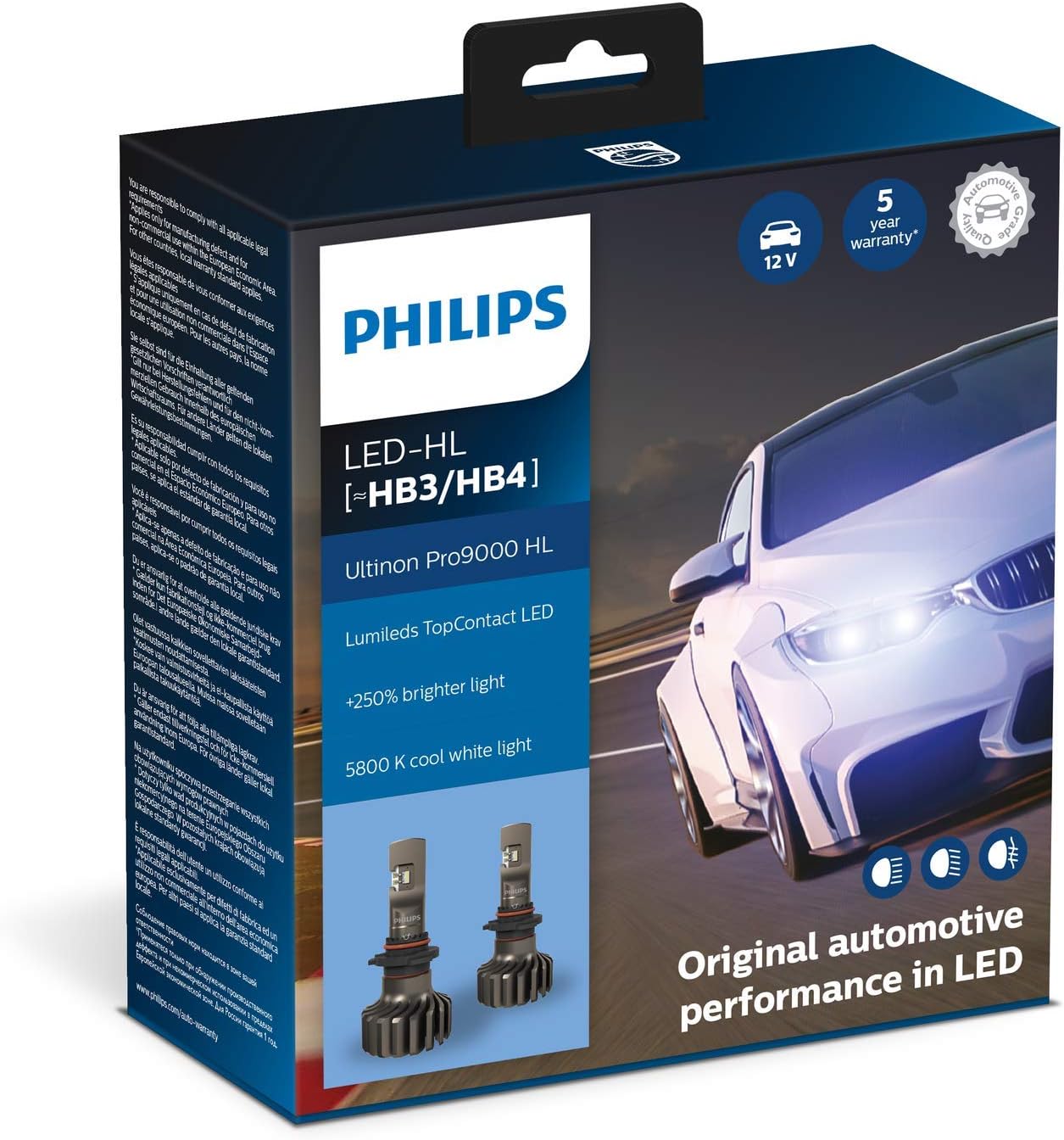 Philips Ultinon Pro9000 LED Car Headlight Bulb (HB3/HB4), set of 2