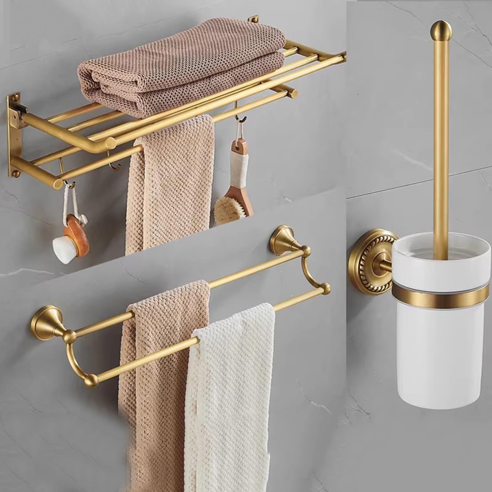 Porte-serviettes mural 60cm en laiton charge 15kg pour décoration salle de bain rétro