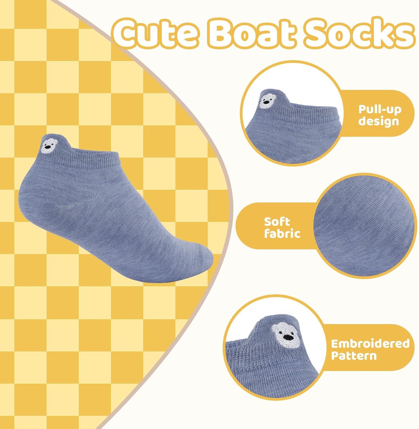 10 Pairs Cute Kawaii Embroidered Low Cut Ankle Socks image 3