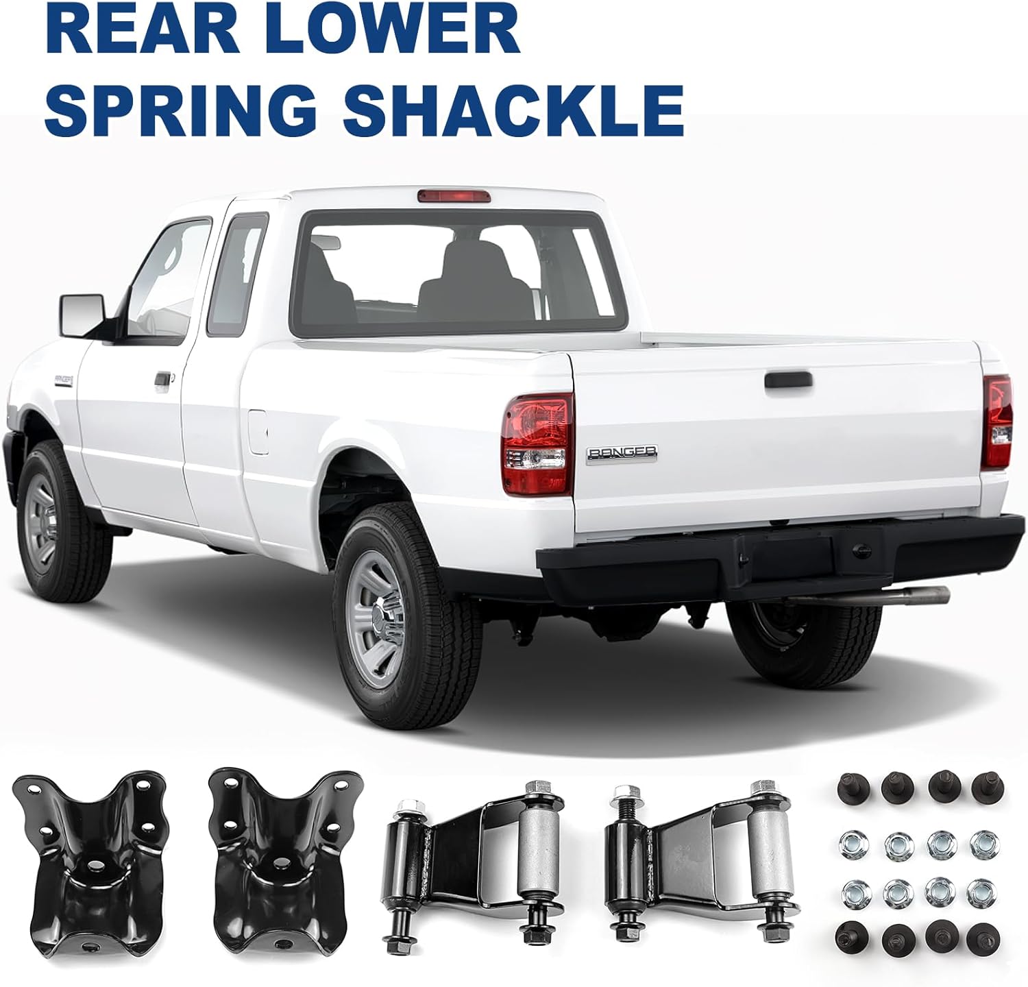Rear Leaf Spring Shackle Hanger Bracket Kit Compatible with Ford Ranger Mazda B2300 B3000 B4000 B2500 Replaces 722-010 722-001