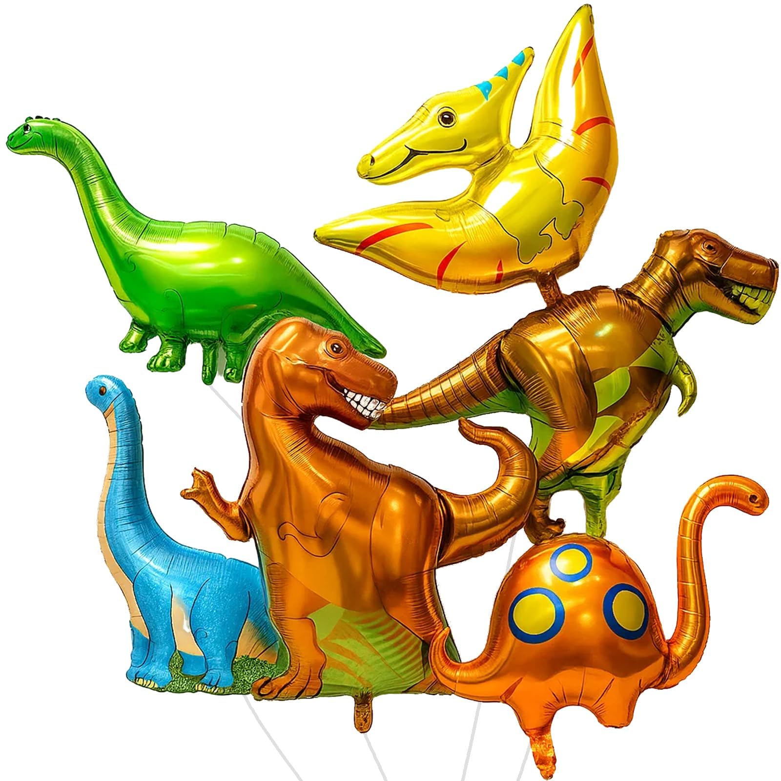 Dinosaur Balloons, 6 Large Mylar Balloons, 35-50 Inch Dinosaur Balloon