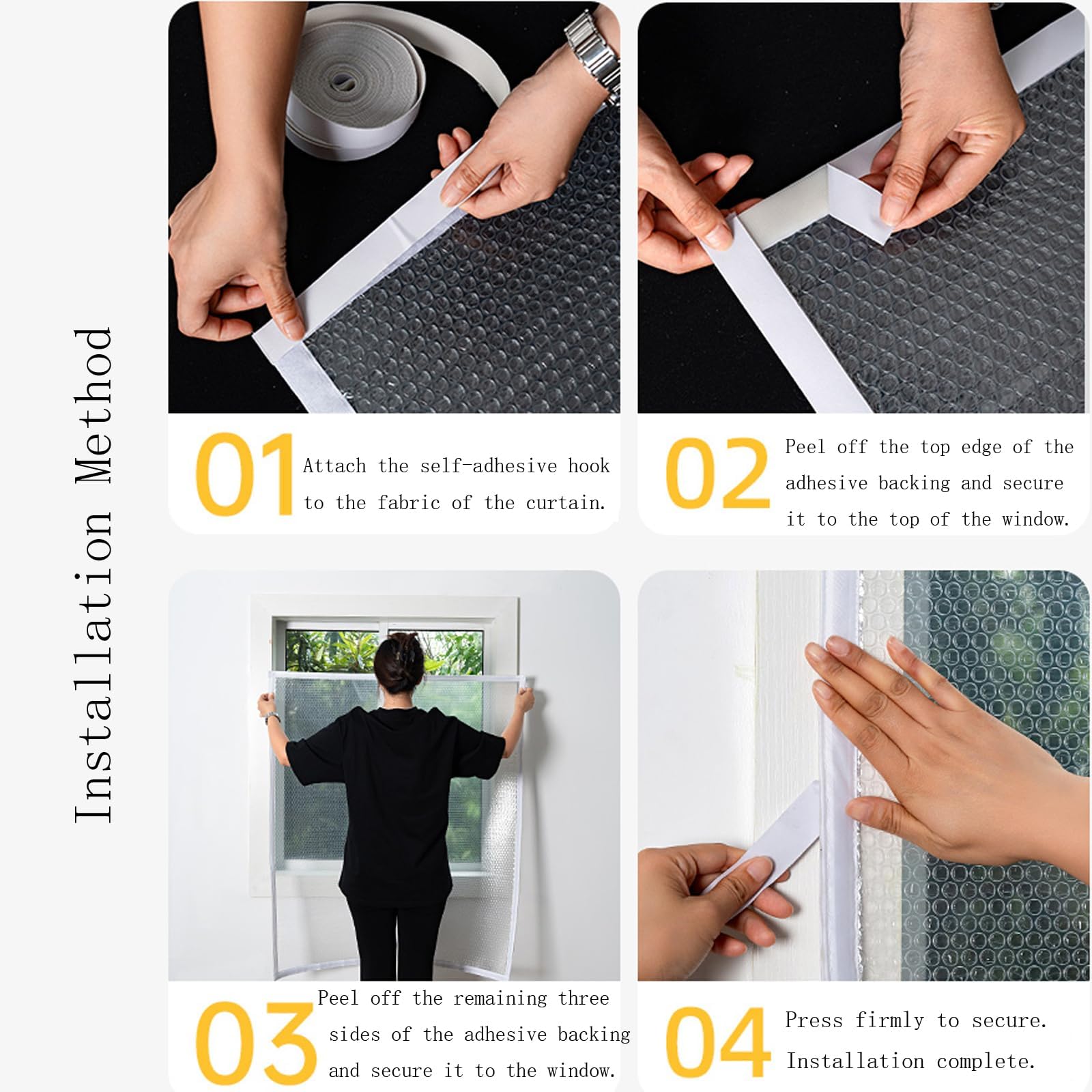 Rideaux Chauds et Résistants à l'hiver,Kit D'isolation pour Fenêtres,Bloquer l'air Froid,Translucide,Auto-Adhésifs,Film Thermiques pour Balcons,Chambres,Salons (W140×H190cm(55×74in))