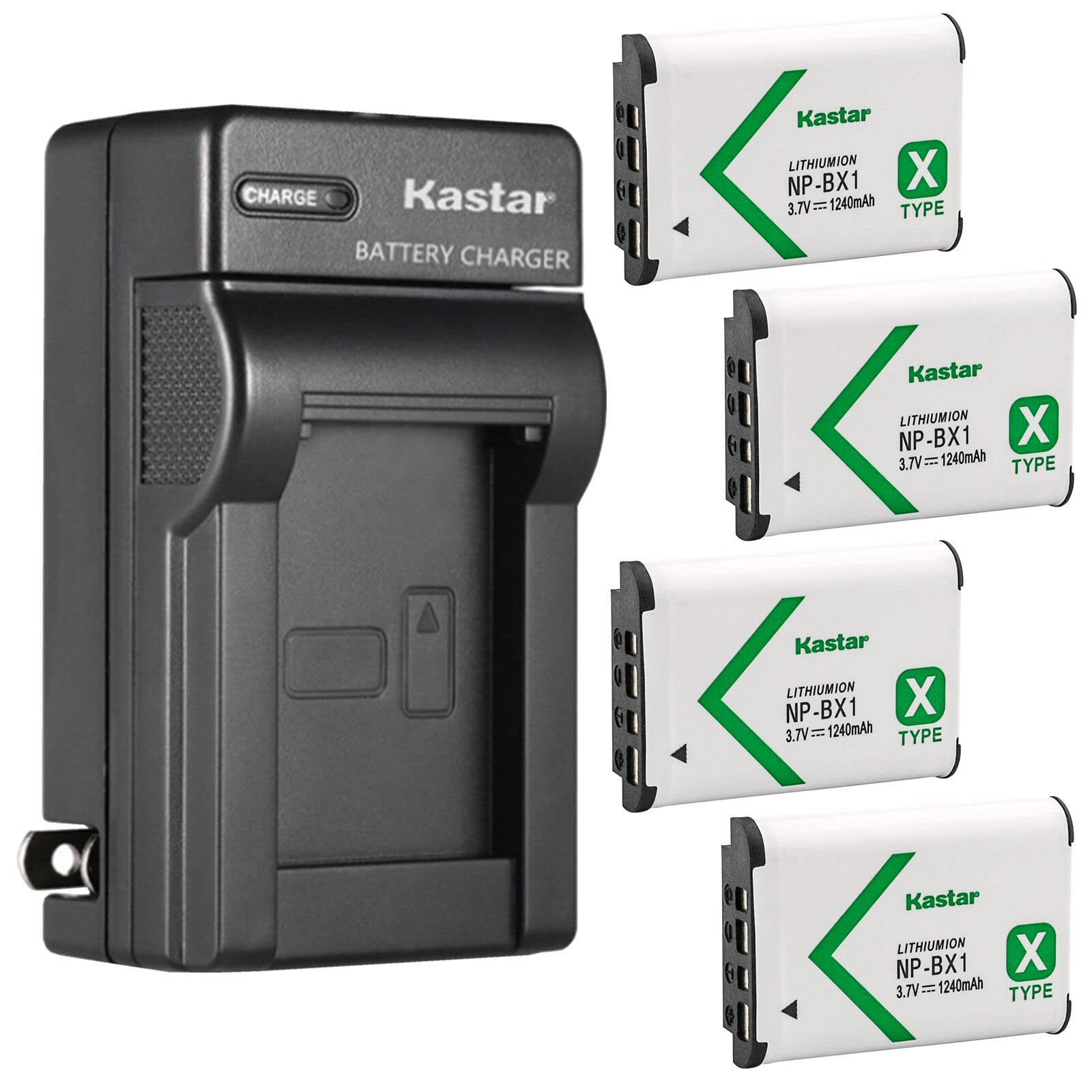 Kastar 4-Pack NP-BX1 Battery and AC Wall Charger Replacement for Sony ZV-1 Vlogging Camera, ZV-1F Vlogging Camera, Sony ZV-1 II Digital Camera, Hasselblad Stellar Special Edition Digital Camera