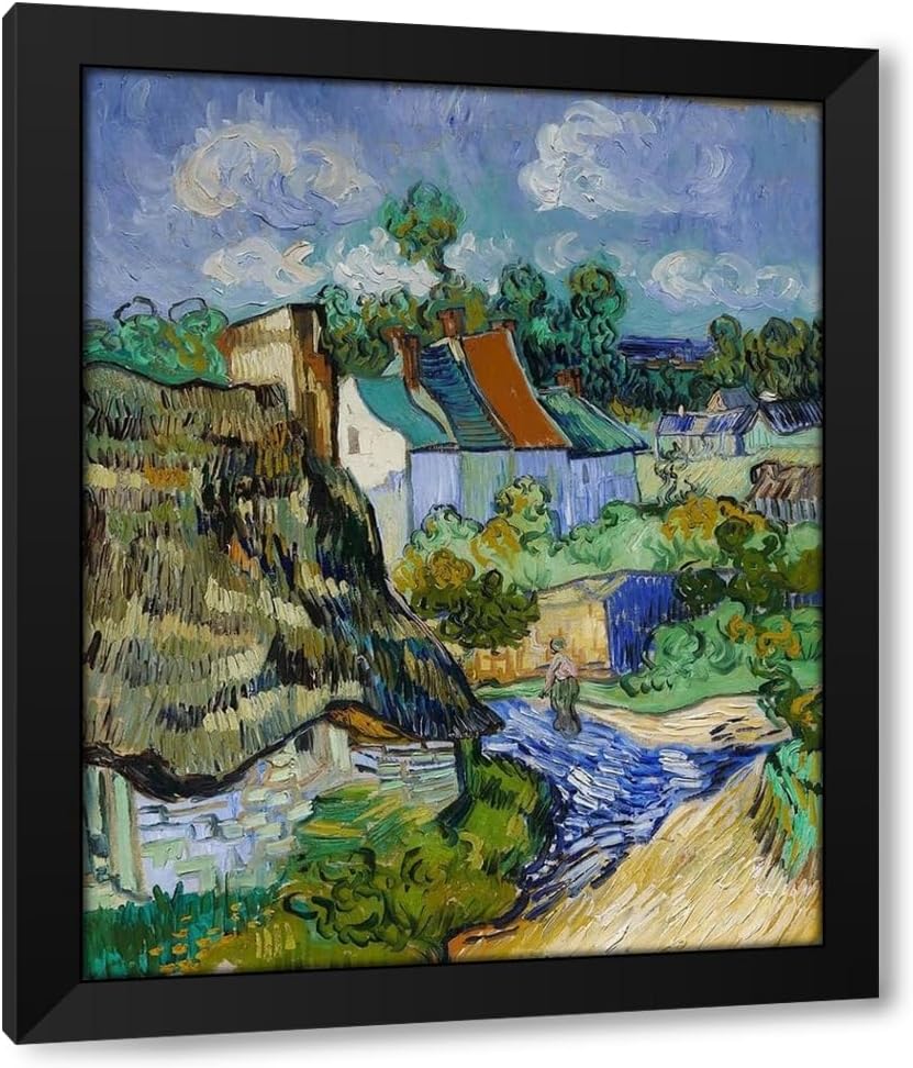 ArtDirect Houses At Auvers - Vincent Van Gogh Custom Framed Art Print Giclee Print or Canvas Options with Various Sizes and Customization by Masters Collection
