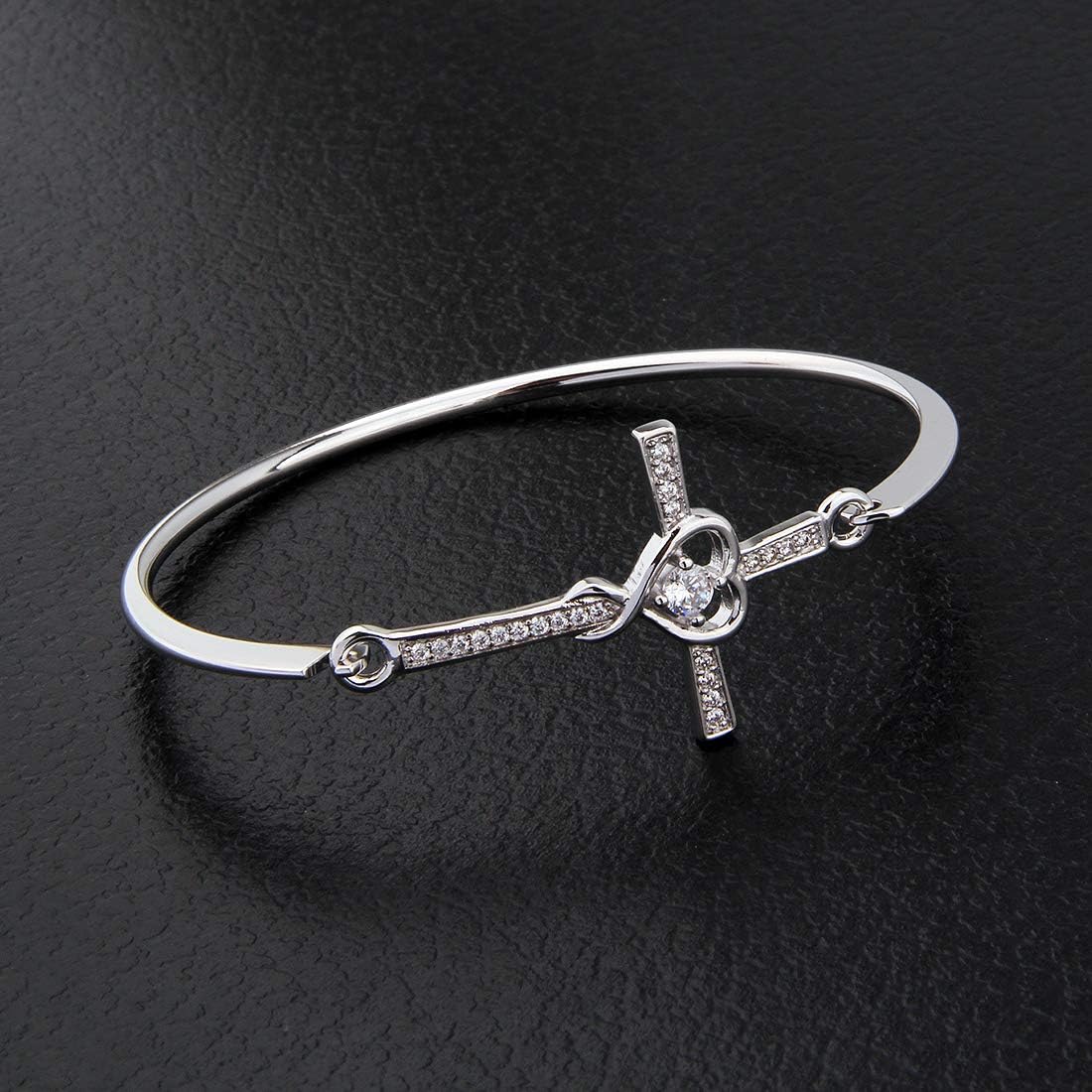 Christian Bracelet Infinity Love Heart God Cross Bracelet Cross Bangle Religious Gift for Women - Image 2