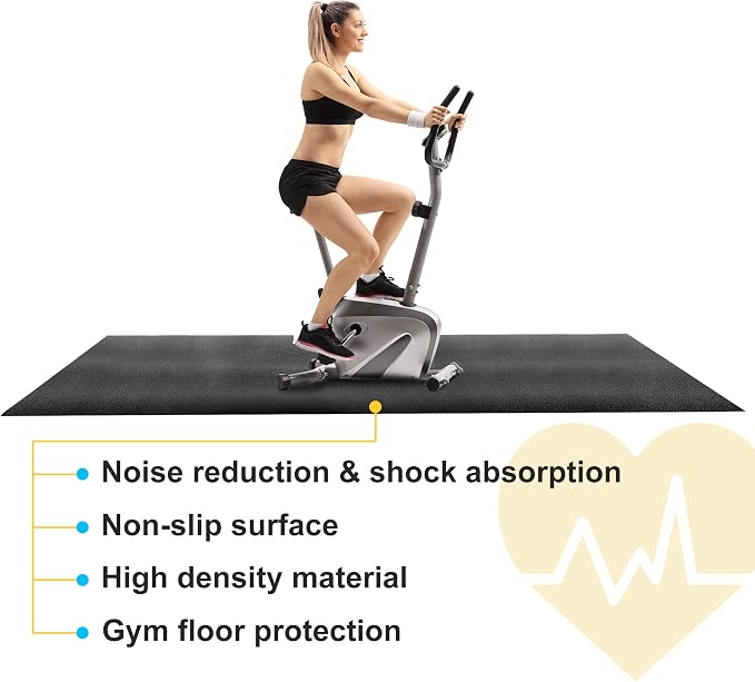 Alfombra de ejercicio grande ZENY 96"x38" - Protección de piso resistente para caminadora, bicicleta y elíptica, alfombra antideslizante de 6mm de grosor que absorbe impactos miniatura 3